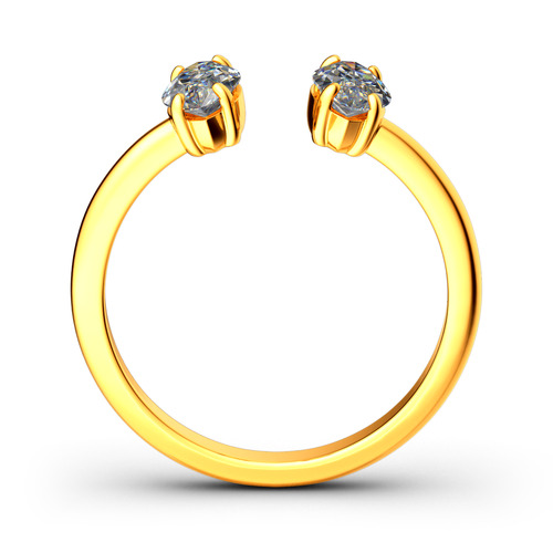 Jeulia Two Stone Marquise Cut Sterling Silver Open Ring