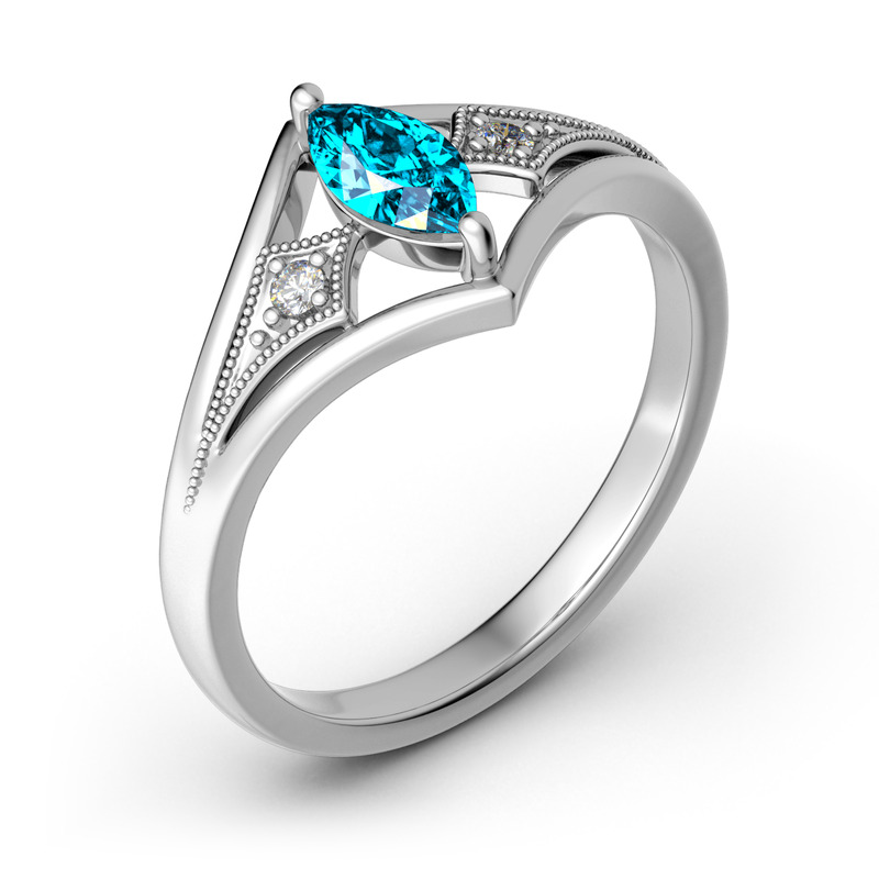Jeulia Milgrain Marquise-Schliff Sterling Silber Personalisiert Ring