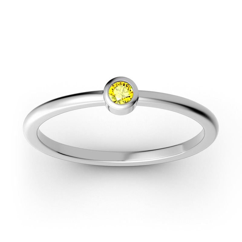 Jeulia Anillo Apilable De Solitario En Plata De Ley