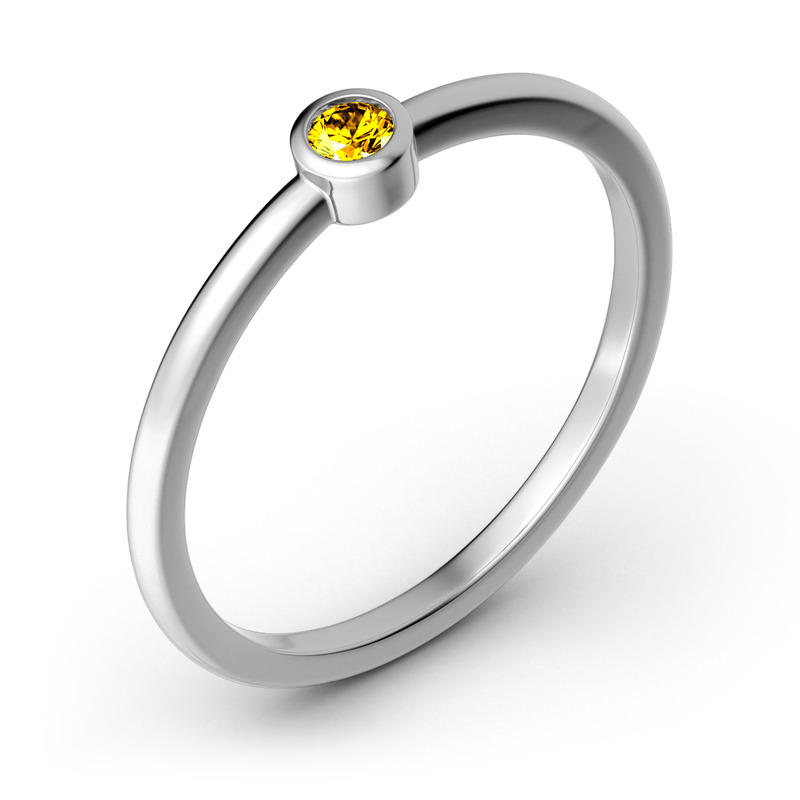 Jeulia Anillo Apilable De Solitario En Plata De Ley
