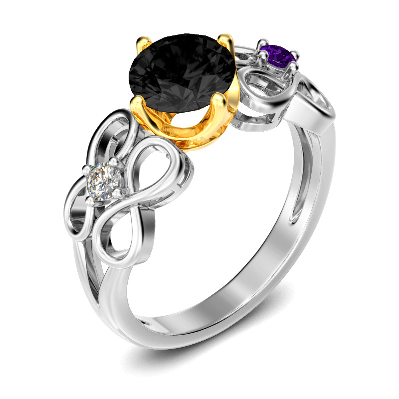 Infinity Round Cut Sterling Silver Ring