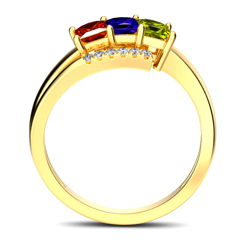 Jeulia Three Stone Princess Cut Sterling Silver Ring