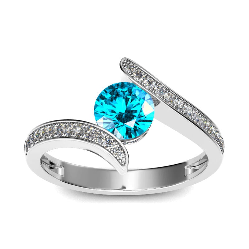 Jeulia Bypass Round Cut Sterling Silver Ring