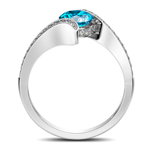 Jeulia Bypass Round Cut Sterling Silver Ring