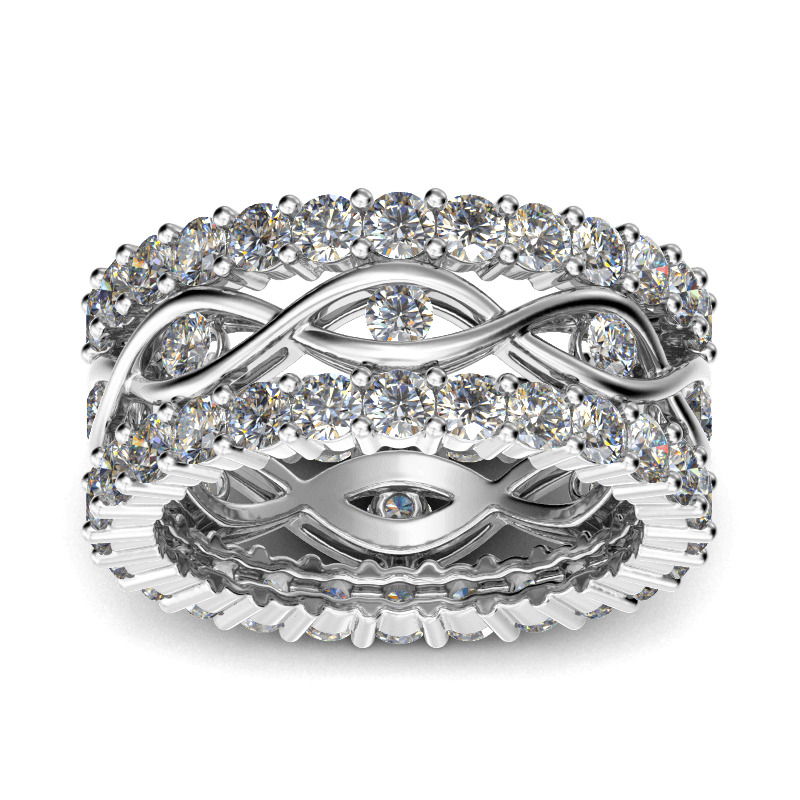 Jeulia Stackable Round Cut Sterling Silver Ring