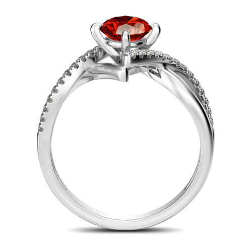 Jeulia Twist Round Cut Sterling Silver Ring