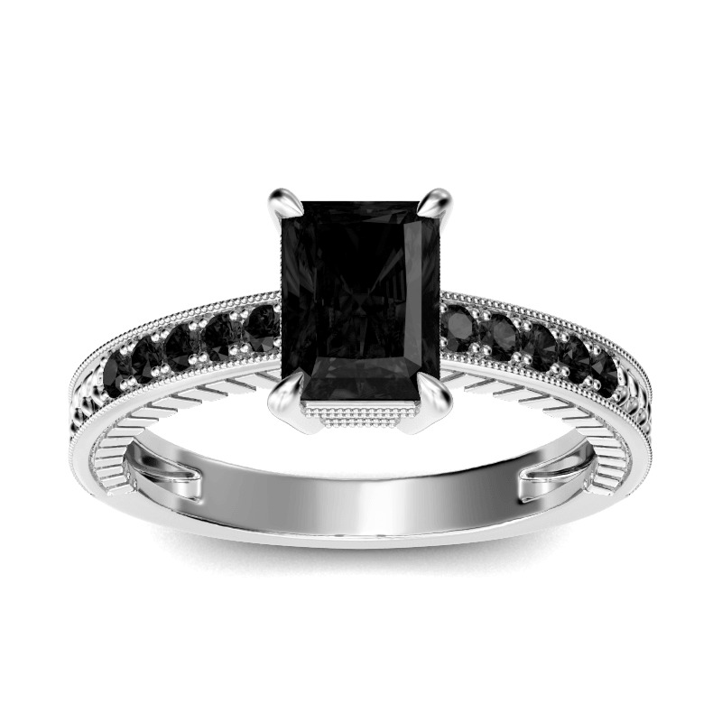 Jeulia Milgrain Radiant Cut Sterling Silver Ring