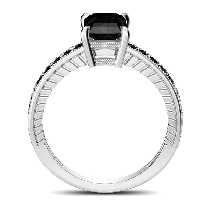 Jeulia Milgrain Radiant Cut Sterling Silver Ring