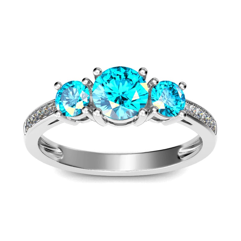Jeulia Three Stone Round Cut Sterling Silver Ring