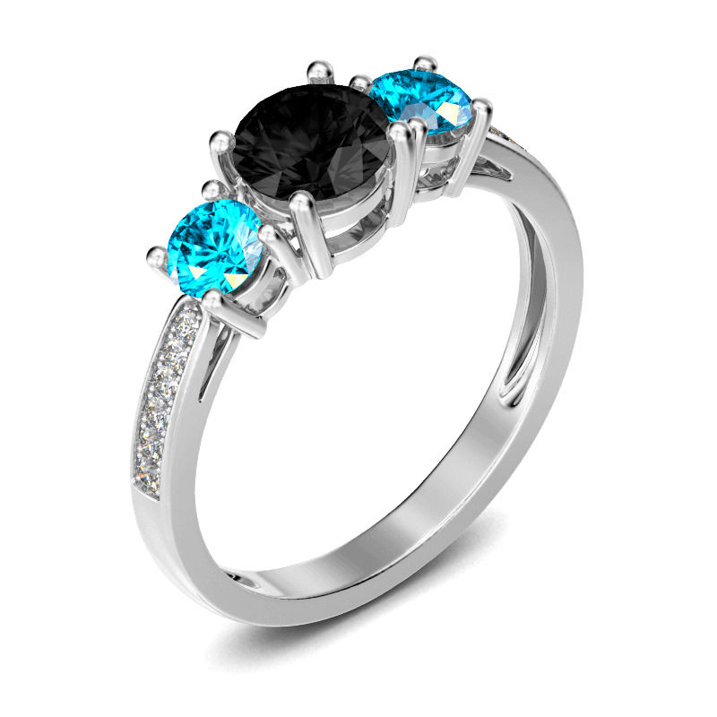 Ring med tre stenar i sterlingsilver