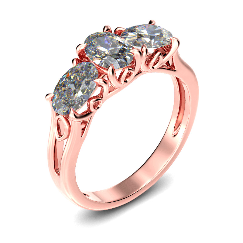 Jeulia Drei Steine Ovalschliff Sterling Silber Personalisiert Ring