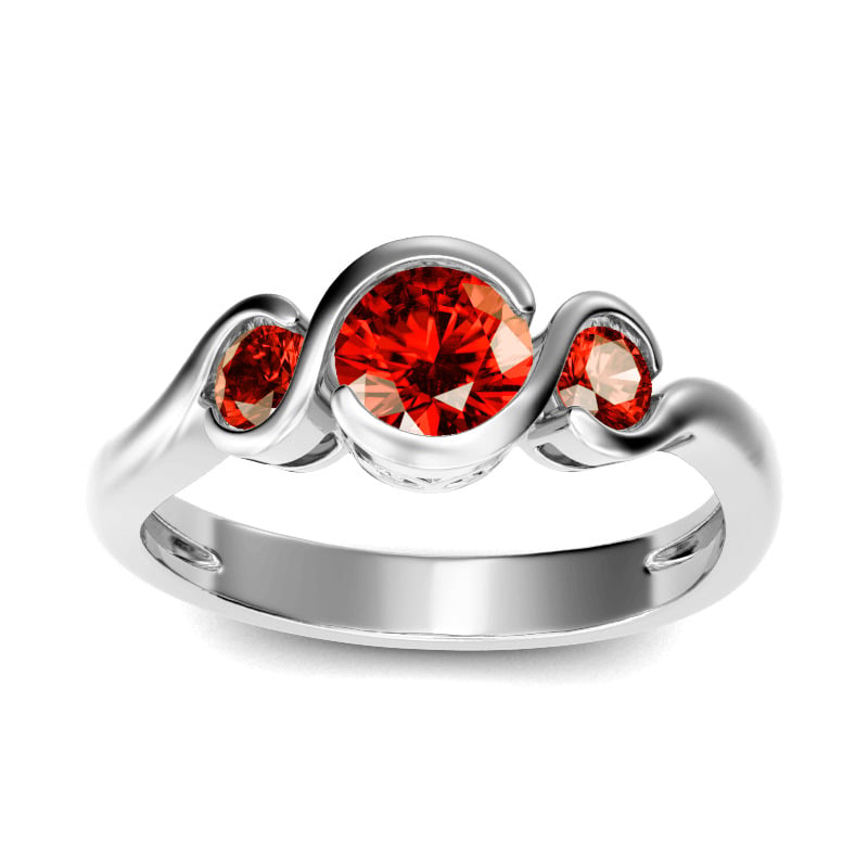 Jeulia Three Stone Round Cut Sterling Silver Ring