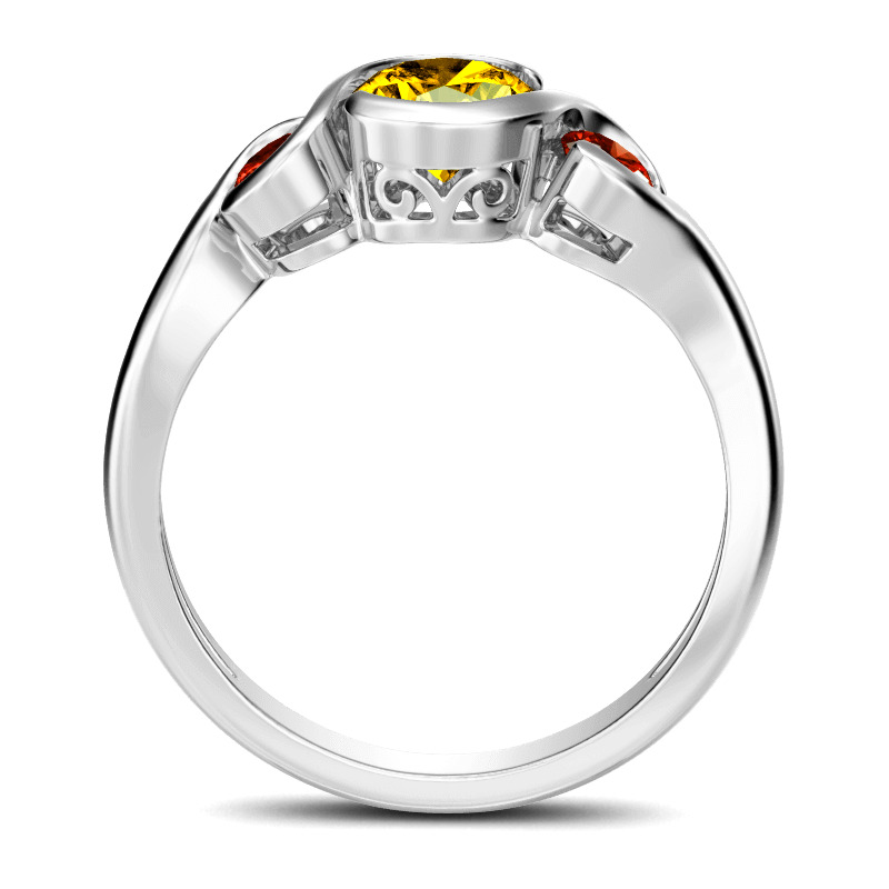 Jeulia Anillo Con Tres Piedras De Talla Redonda En Plata De Ley