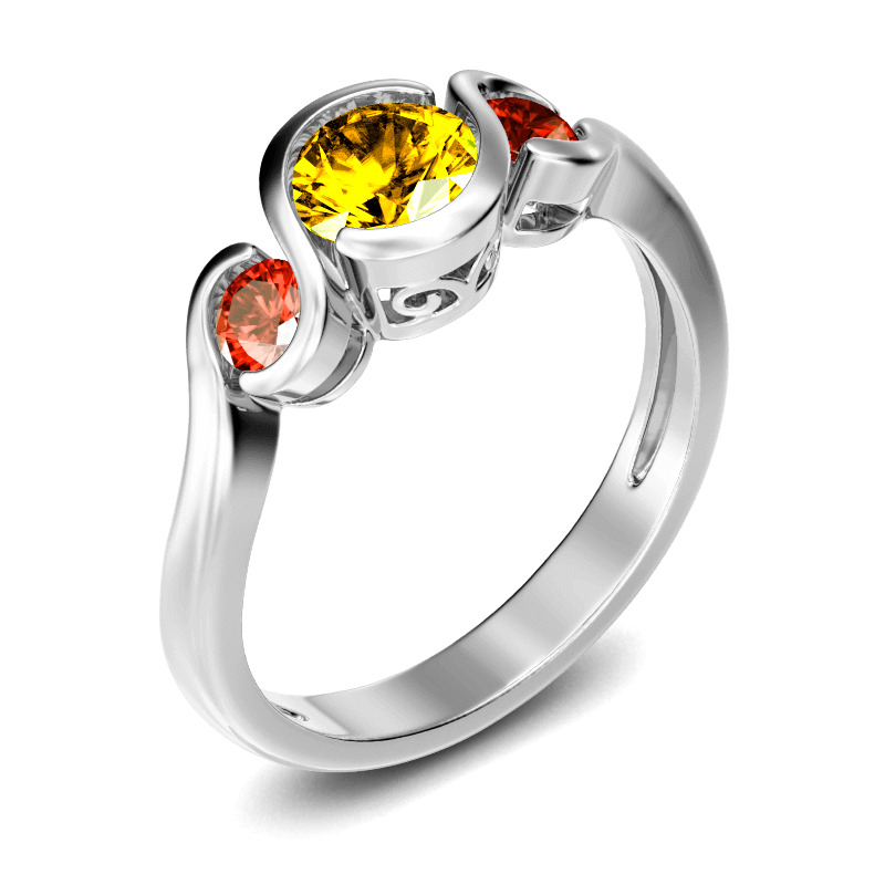 Jeulia Anillo Con Tres Piedras De Talla Redonda En Plata De Ley