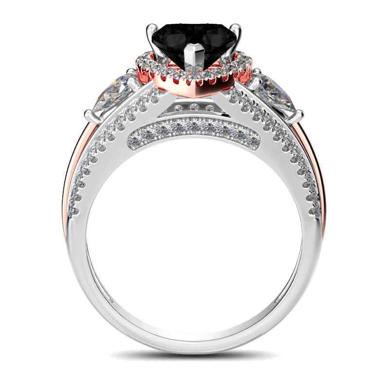 Jeulia Drei Steine Halo Herzschliff Sterling Silber Personalisiert Ring