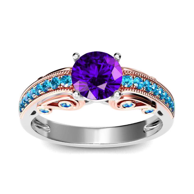 Jeulia Vintage Round Cut Sterling Silver Ring