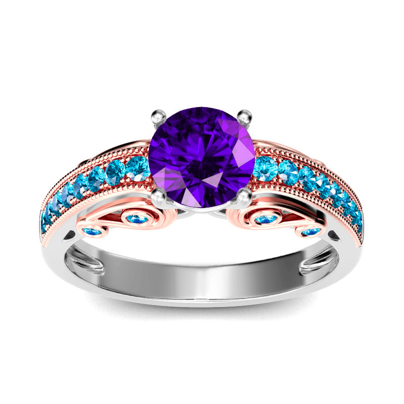 Jeulia Vintage Round Cut Sterling Silver Ring
