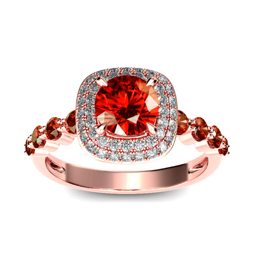 Jeulia Halo Round Cut Sterling Silver Ring