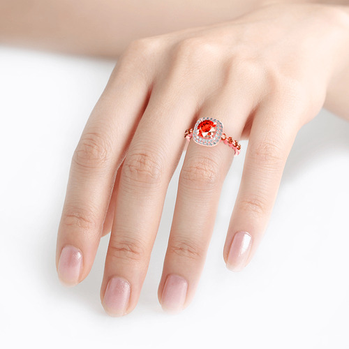 Jeulia Halo Round Cut Sterling Silver Ring