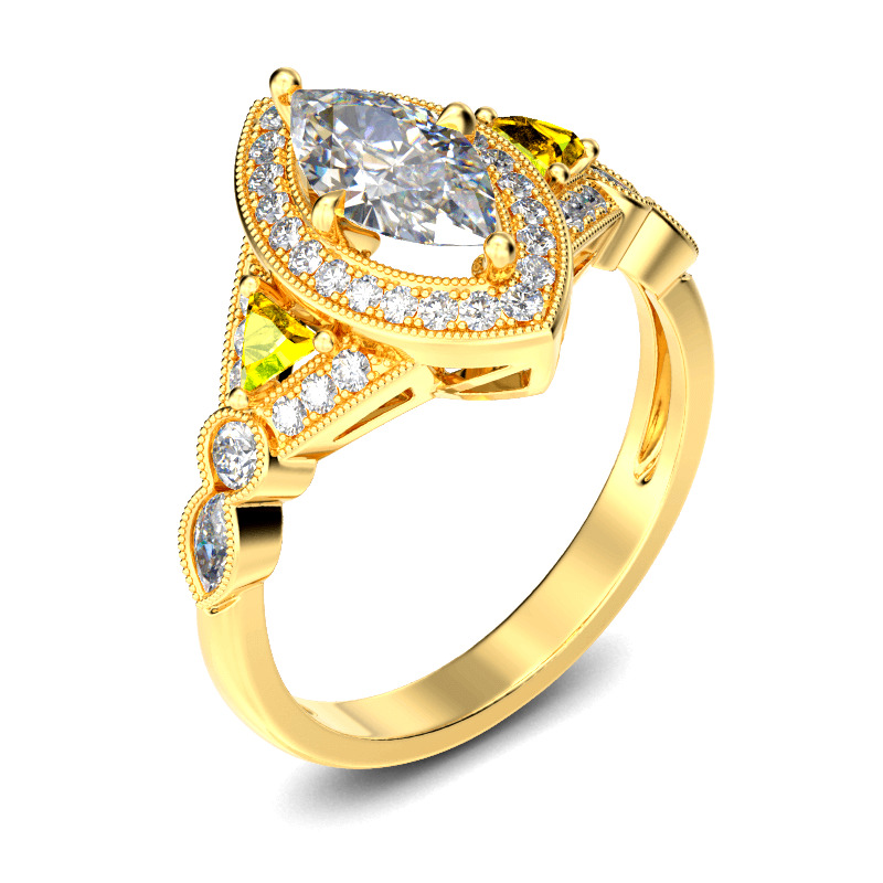 Jeulia Halo Marquise Cut Sterling Silver Ring