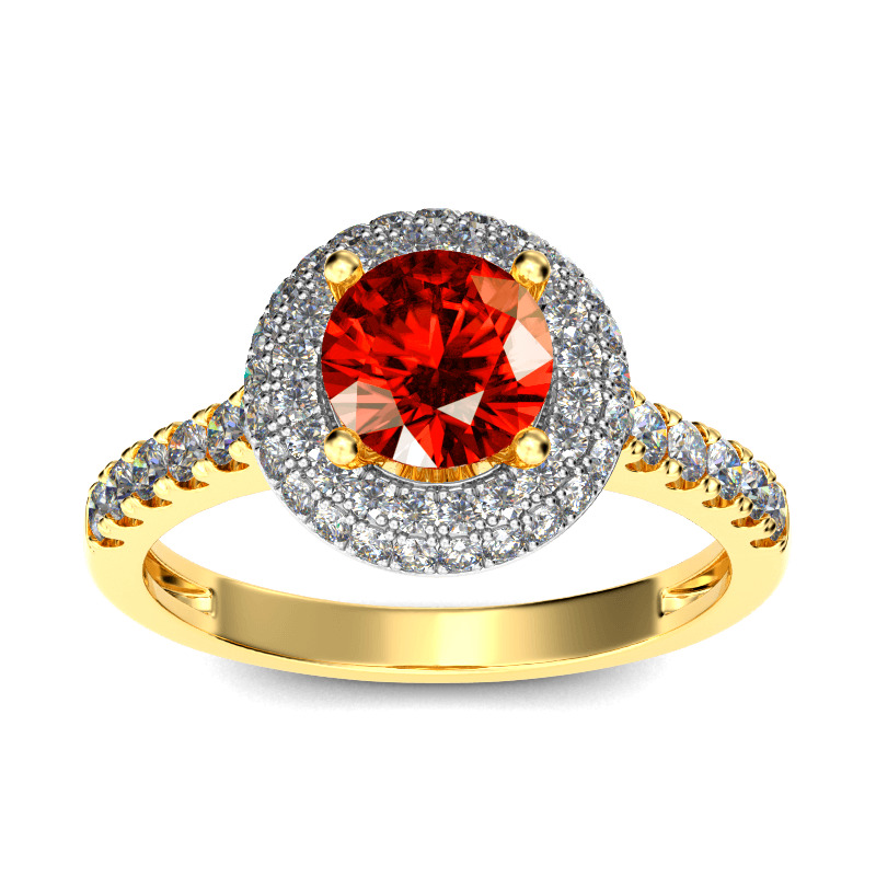 Jeulia Anillo Clásico Con Halo De Talla Redonda En Plata De Ley