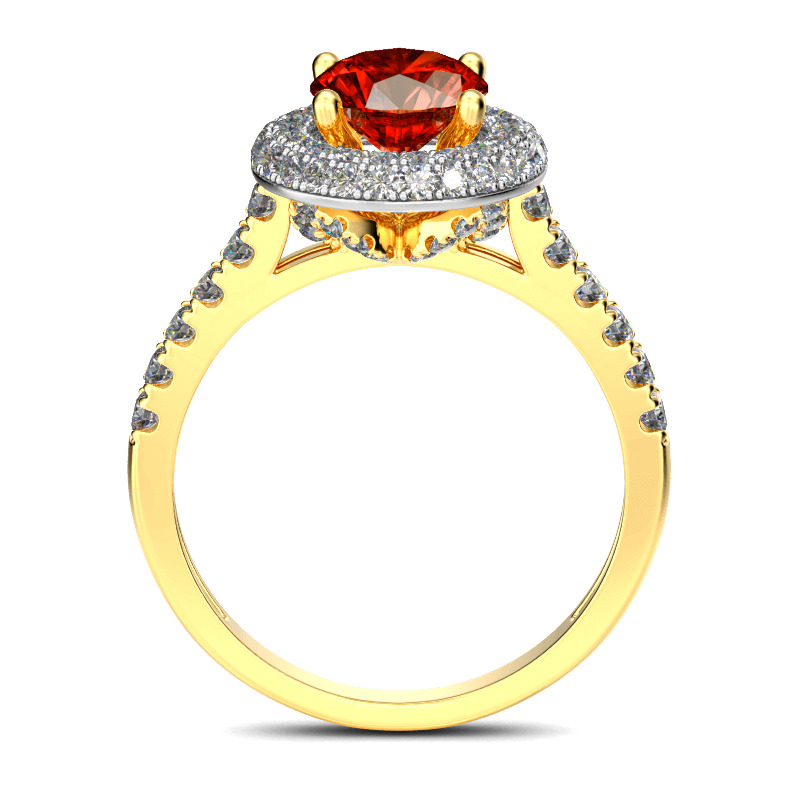 Jeulia Anillo Clásico Con Halo De Talla Redonda En Plata De Ley