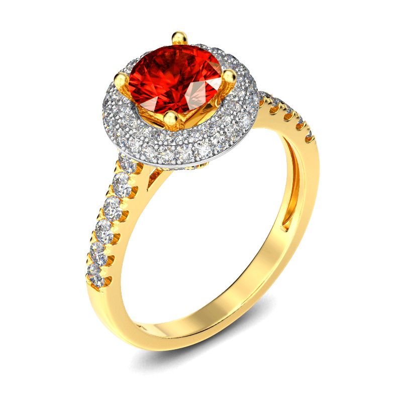 Jeulia Anillo Clásico Con Halo De Talla Redonda En Plata De Ley