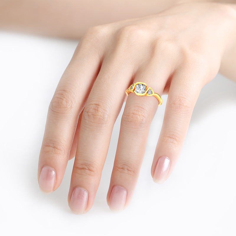 Jeulia Three Stone Cushion Cut Sterling Silver Ring