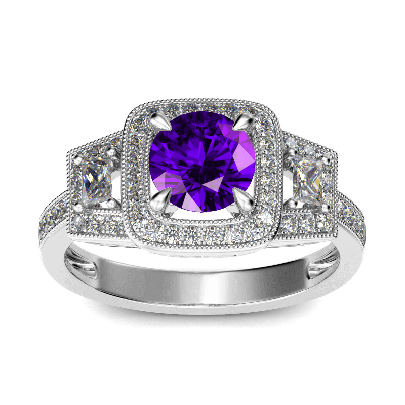 Jeulia Bague Halo Alliances Femme Or Rose en Argent Sterling