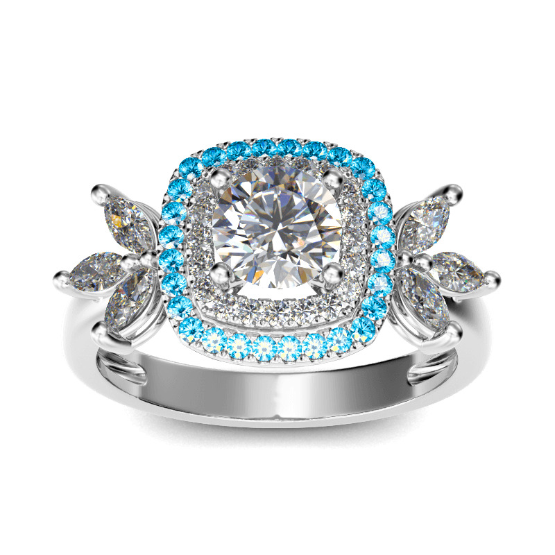 Bague Fleur En Argent 925 Et Pierre De Lune - Modèle BA-AR-393, Taille 54, Neuf Avec étiquettes