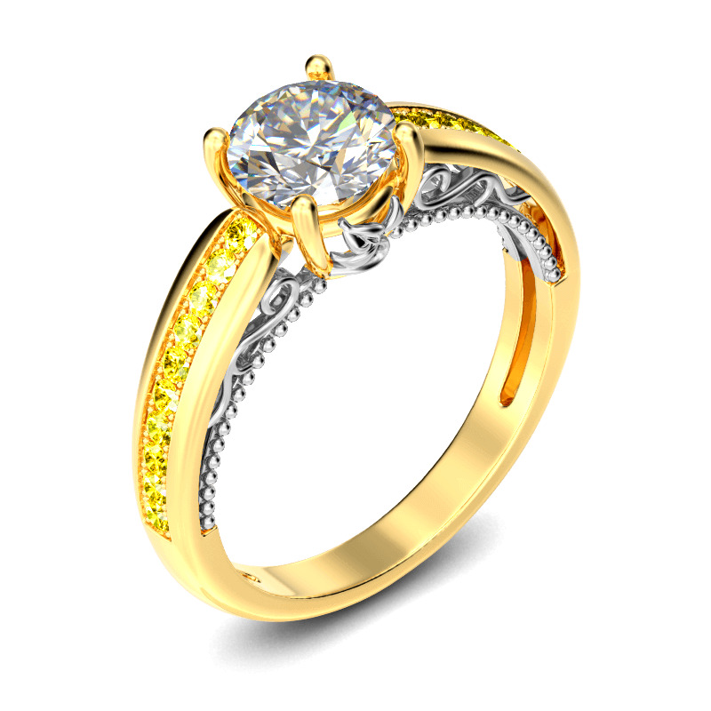 Jeulia Anillo Milgrain De Talla Redonda En Plata De Ley