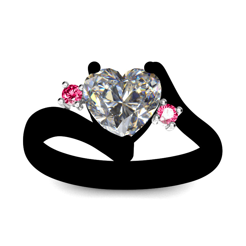 Jeulia Anillo Con Tres Piedras Con Rama De Talla Cordiforme En Plata De Ley