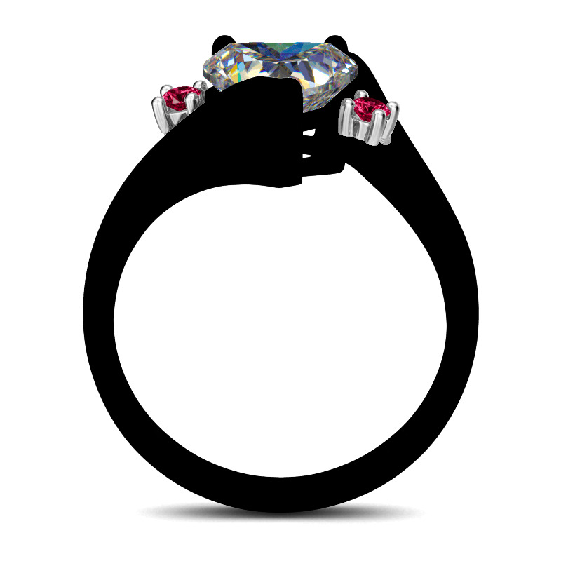 Jeulia Anillo Con Tres Piedras Con Rama De Talla Cordiforme En Plata De Ley
