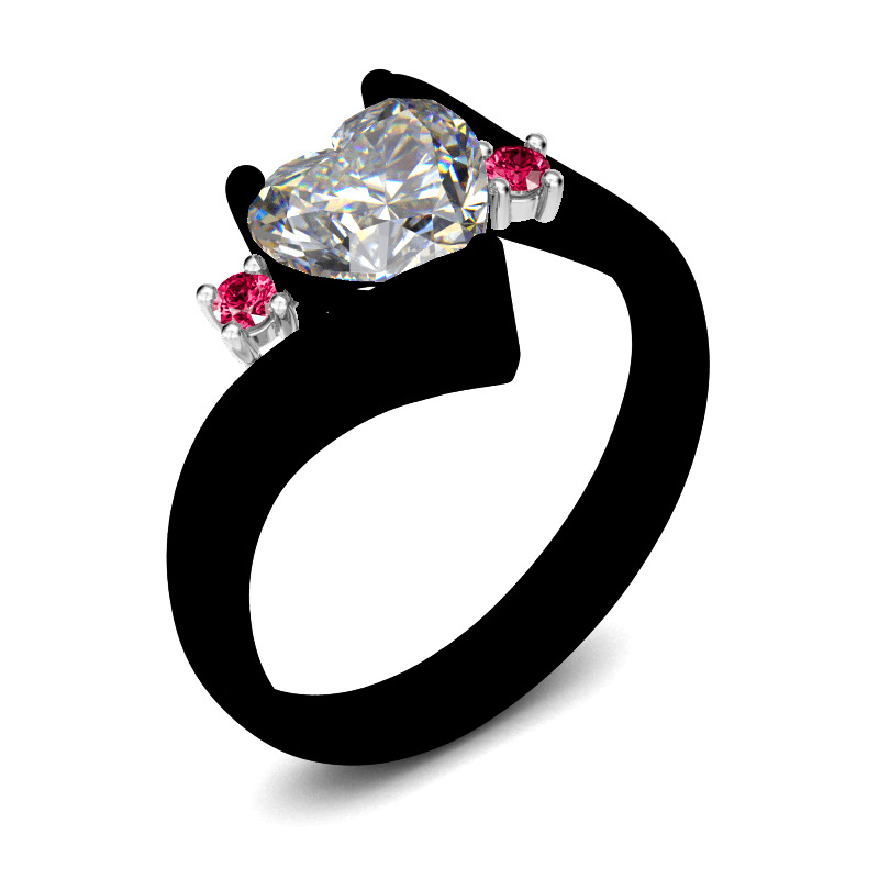 Jeulia Anillo Con Tres Piedras Con Rama De Talla Cordiforme En Plata De Ley