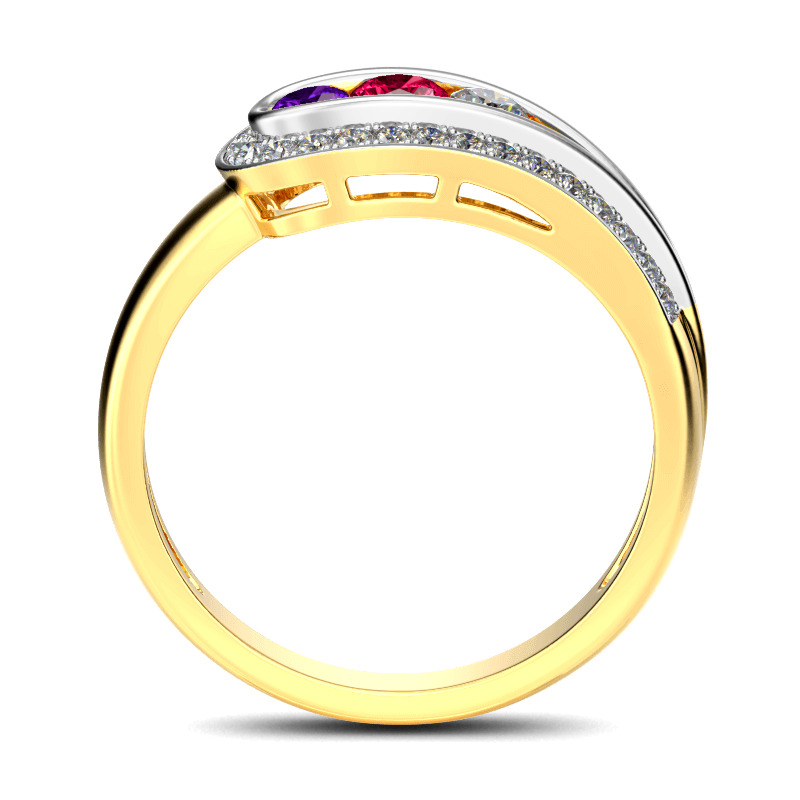 Jeulia Asymmetric Three Stone Sterling Silver Ring