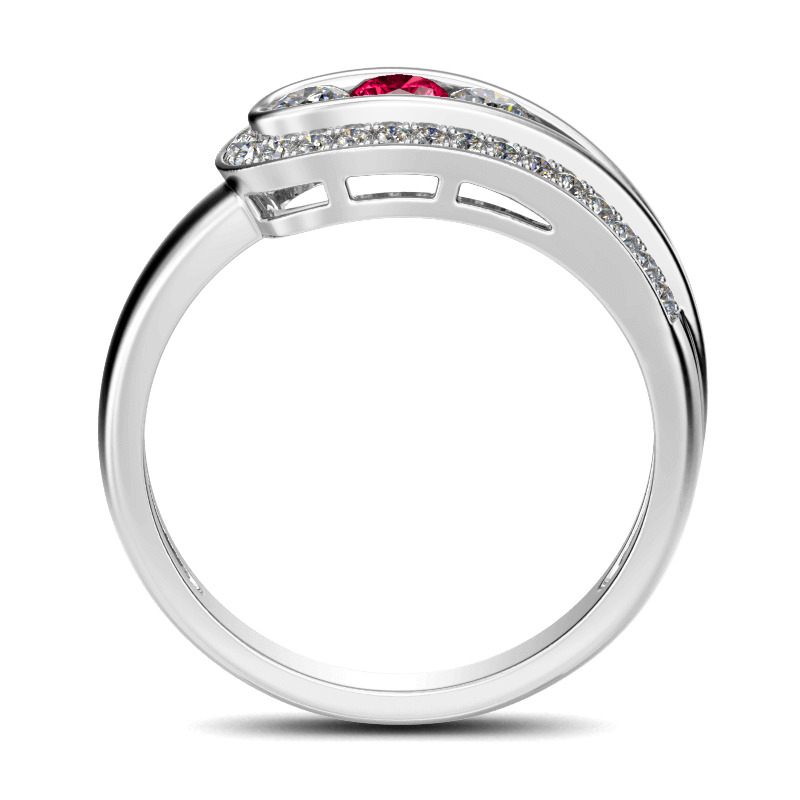 Jeulia Asymmetrisch Drei Steine Sterling Silber Personalisiert Ring