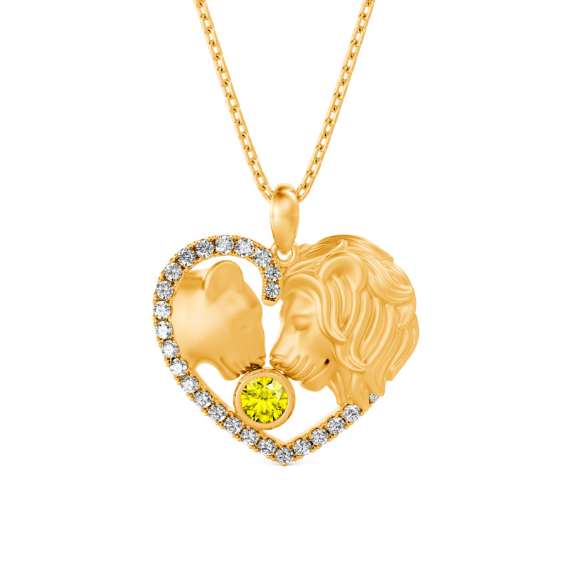 Jeulia "The Lion King and Queen" Custom Couple Necklace