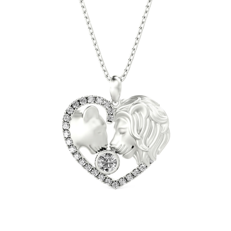 Jeulia "The Lion King and Queen" Custom Couple Necklace