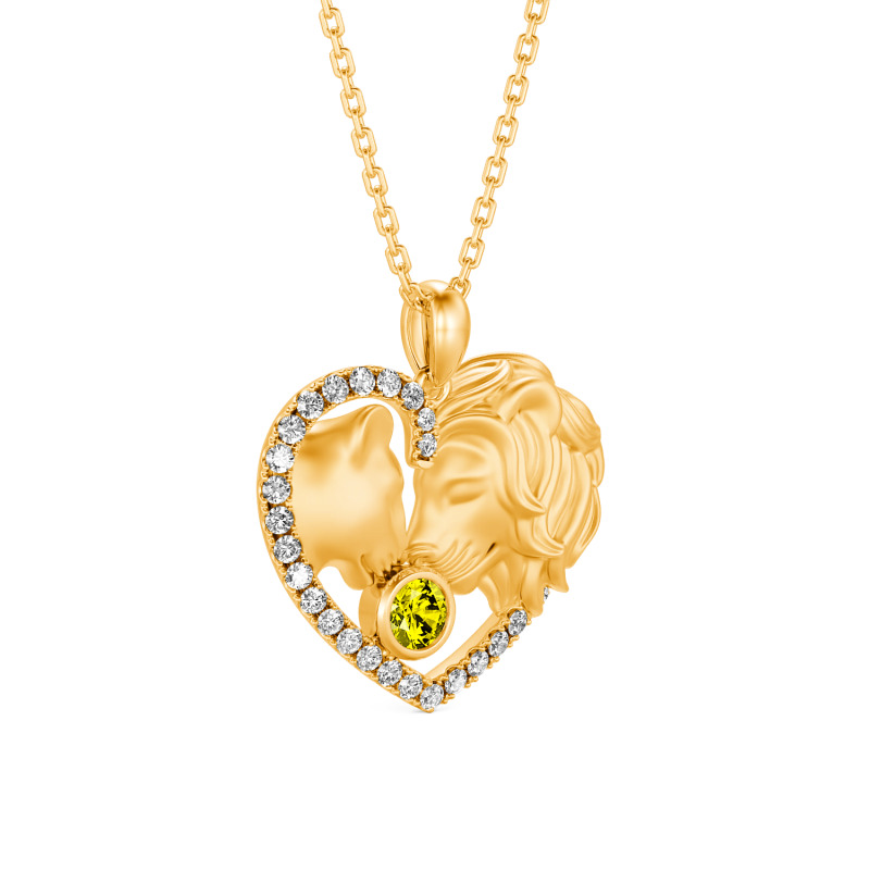 Jeulia "The Lion King and Queen" Custom Couple Necklace