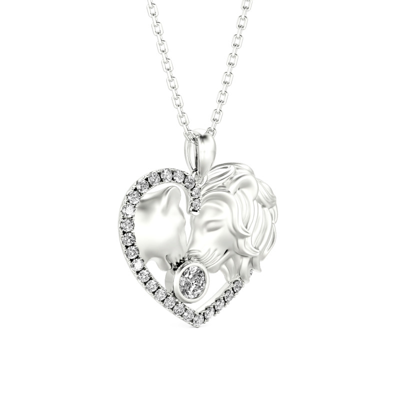 Jeulia "The Lion King and Queen" Custom Couple Necklace