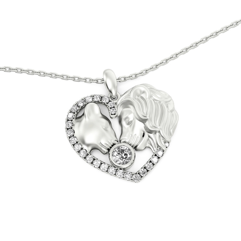 Jeulia "The Lion King and Queen" Custom Couple Necklace