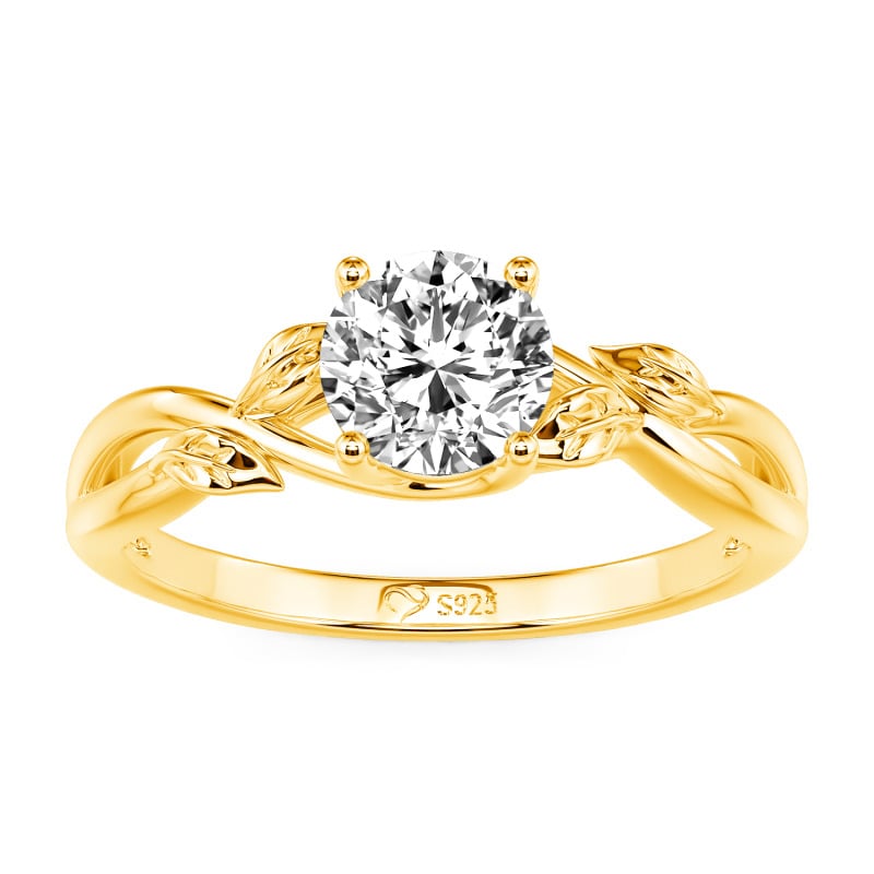 Jeulia Bague de Fiançaillon Diamant de Laboratoire Feuille Or 10K/14K/18K Platine