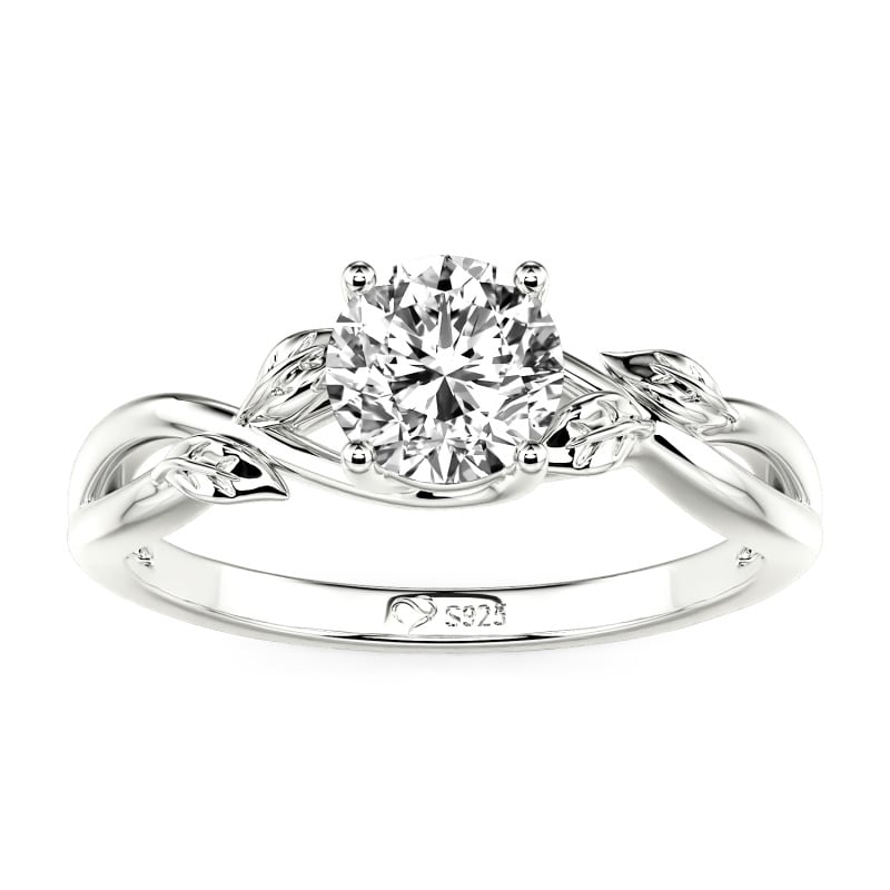 Jeulia Anillo de Compromiso Diamante Cultivado en Laboratorio Hoja Oro 10K/14K/18K Platino