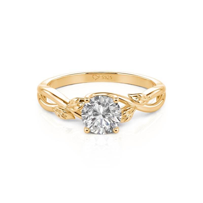 Jeulia Leaf Lab Grown Diamond Engagement Ring 10K/14K/18K Gold Platinum