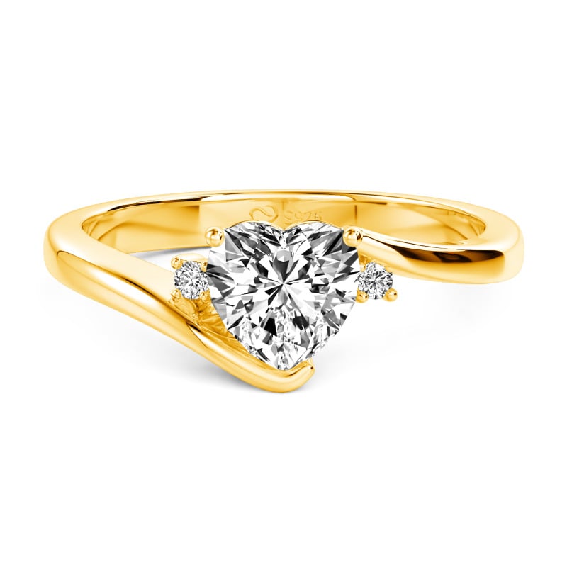 Jeulia Bague de Fiançailles Bypass Cœur en Or 10K/14K/18K et Platine