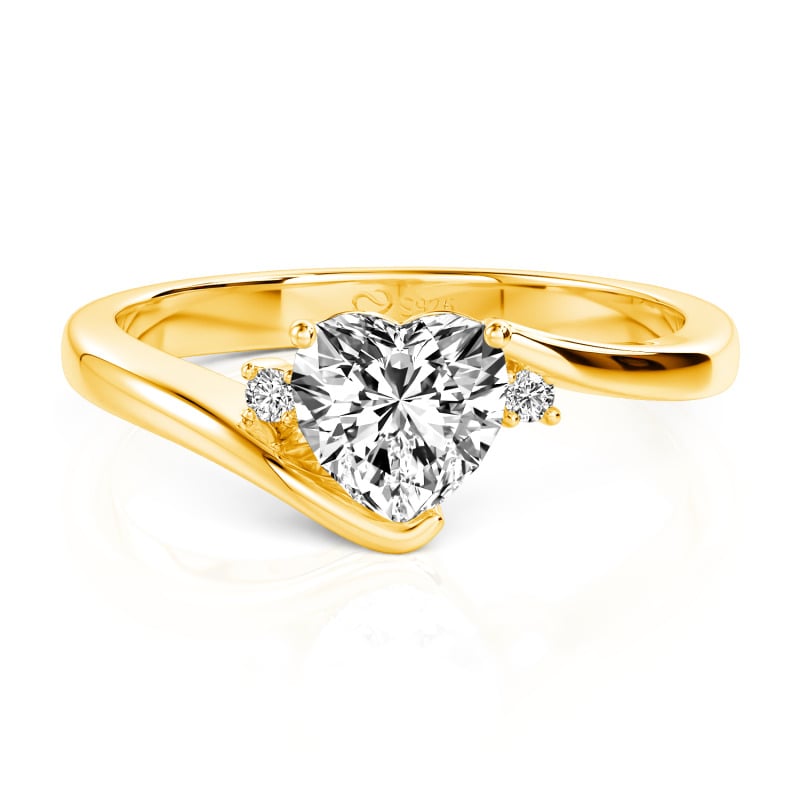 Jeulia Bague de Fiançailles Bypass Cœur en Or 10K/14K/18K et Platine
