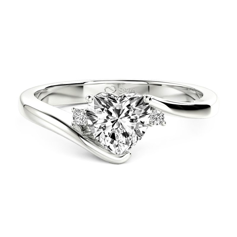 Jeulia 10K/14K/18K Gold Platinum Bypass Heart Engagement Ring