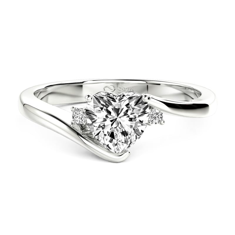 Jeulia 10K/14K/18K Gold Platinum Bypass Heart Engagement Ring