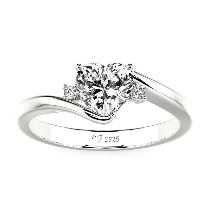 Jeulia 750er/585er/416er Gold Platin Bypass Herz Verlobungsring