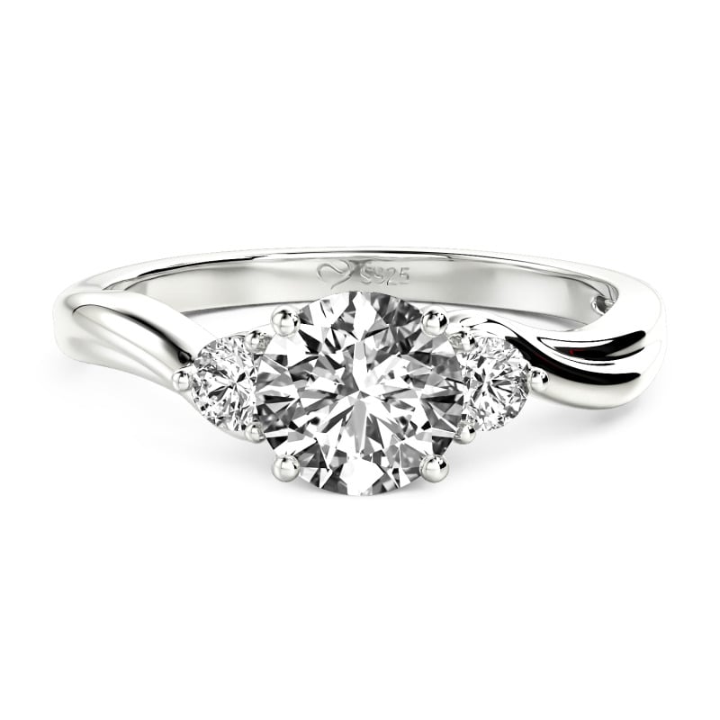 Jeulia 10K/14K/18K Gold Platinum Three Stone Round Engagement Ring